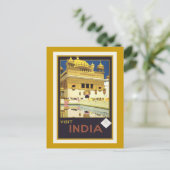 "Bezoek India" Briefkaart Vintage Travel Poster (Staand voorkant)