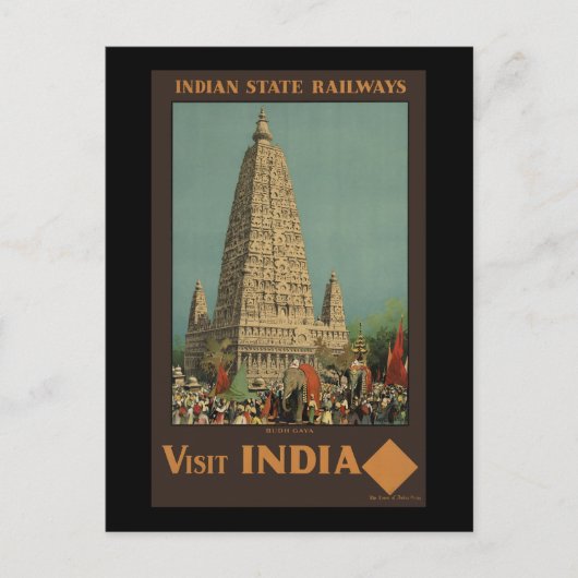 Bezoek India Budh Gaya Briefkaart (Voorkant)