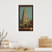 Bezoek India Budh Gaya Vintage Reisposter Poster (Keuken)
