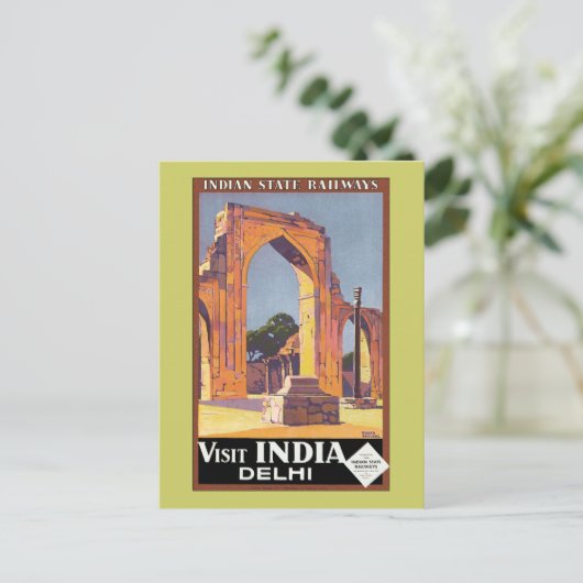 Bezoek India ~ Delhi Briefkaart (Staand voorkant)
