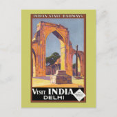 Bezoek India ~ Delhi Briefkaart (Voorkant)