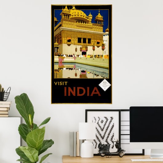 bezoek India Golden Temple Travel Poster (Thuiskantoor)