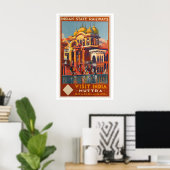 Bezoek India Indiase Staatsspoorwegen Oude Reis Poster (Thuiskantoor)
