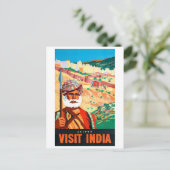 Bezoek India, Jaipur, het man op bewaker. Briefkaart (Staand voorkant)