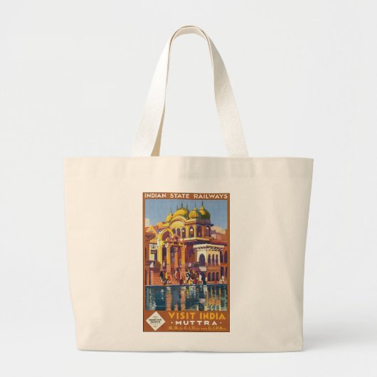 Bezoek India ~ Muttra Grote Tote Bag (Voorkant)