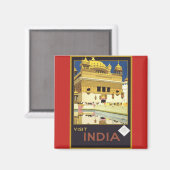 Bezoek India Vintage Poster Magneet (Voorkant / Achterkant)