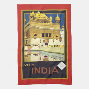 Bezoek India Vintage Poster Theedoek
