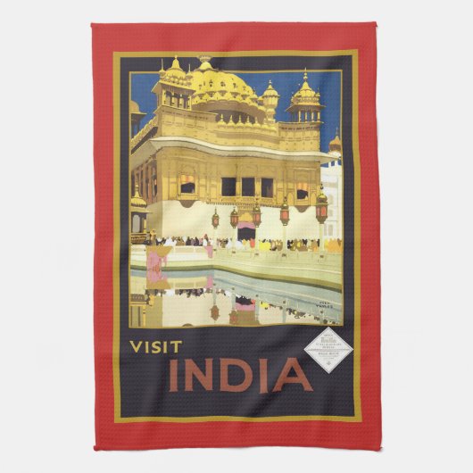 Bezoek India Vintage Poster Theedoek (Verticaal)