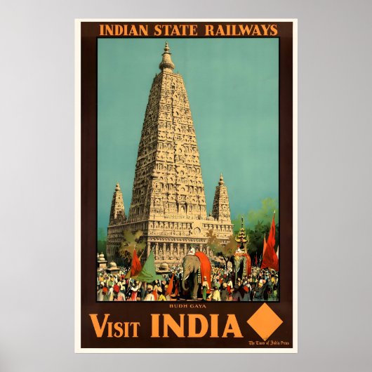 Bezoek India Vintage Reisposter Print (Voorkant)