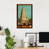 Bezoek India Vintage Reisposter Print (Thuiskantoor)