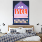 Bezoek India Vintage reisprint. Canvas Afdruk (Insitu (Slaapkamer))