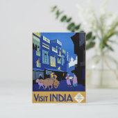 Bezoek India Vintage Travel Art Briefkaart (Staand voorkant)