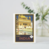Bezoek India Vintage Travel Art Briefkaart (Staand voorkant)