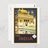 Bezoek India Vintage Travel Art Briefkaart (Voorkant / Achterkant)