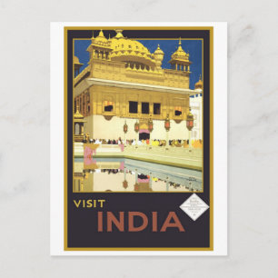 Bezoek India Vintage Travel Art Briefkaart