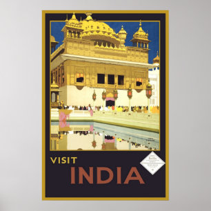 Bezoek India Vintage Travel Poster
