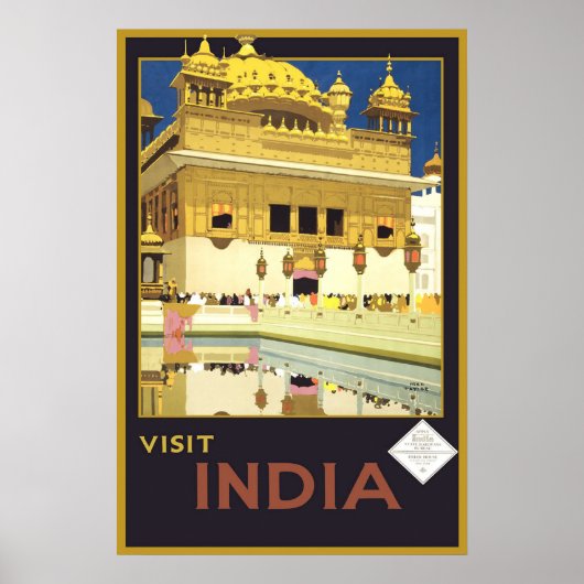 Bezoek India Vintage Travel Poster (Voorkant)