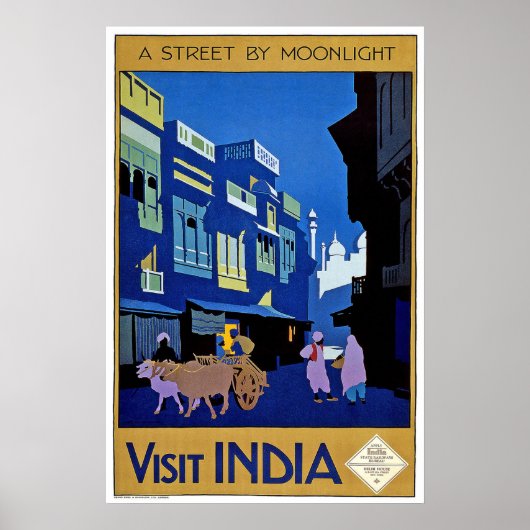 Bezoek India Vintage Travel Poster (Voorkant)