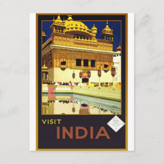 Bezoek India Vintage Travel Poster Art Briefkaart