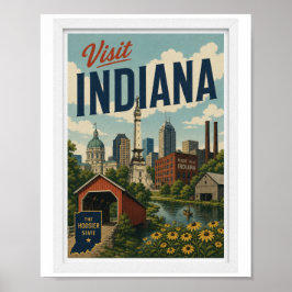 Bezoek Indiana Reizen Vintage Poster