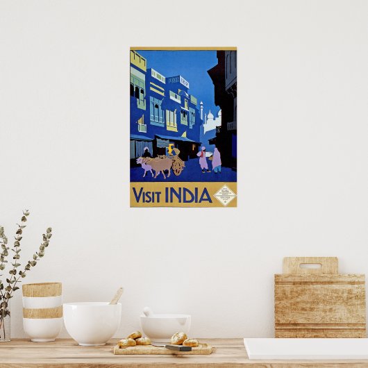  bezoek Indiase reisaffiche afdrukken Poster (Keuken)