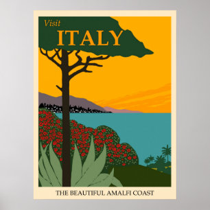 Bezoek Italië, het prachtige Amalfi-kustreizen Poster
