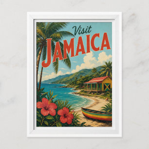 Bezoek Jamaica Reis Vintage Briefkaart