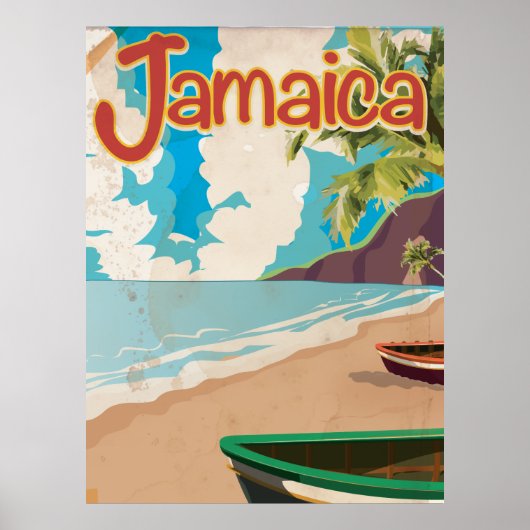 Bezoek Jamaica Vintage Travel Poster (Voorkant)
