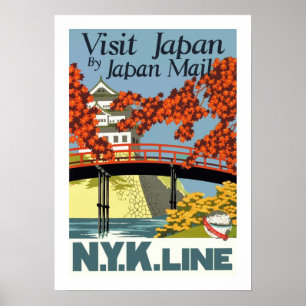 Bezoek Japan door Japan Mail Poster