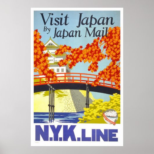 Bezoek Japan door Japan Mail Poster (Voorkant)