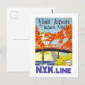 bezoek Japan door Japan Mail Travel Briefkaart (Voorkant / Achterkant)