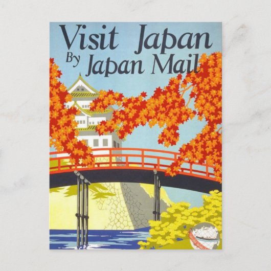 Bezoek Japan Vintage Travel Art Briefkaart (Voorkant)