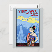 Bezoek Java Indonesia uit Singapore  Briefkaart (Voorkant / Achterkant)