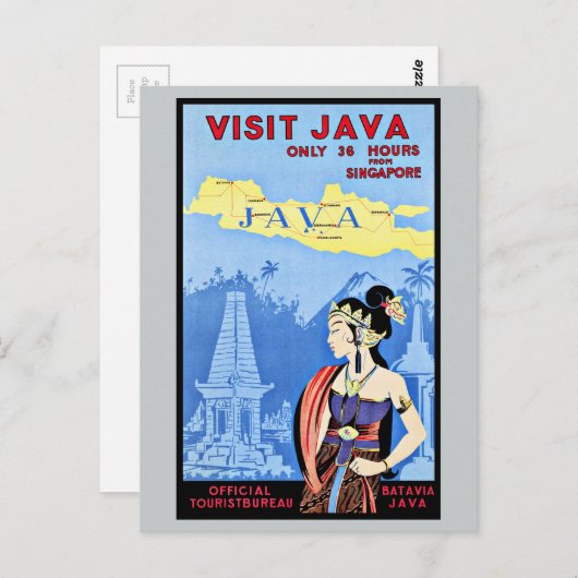 Bezoek Java Indonesia uit Singapore  Briefkaart (Voorkant / Achterkant)