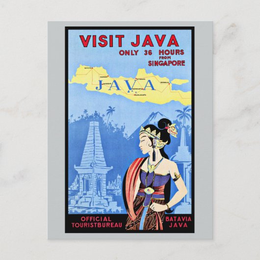 Bezoek Java Indonesia uit Singapore  Briefkaart (Voorkant)