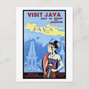 Bezoek Java Indonesia uit Singapore  Briefkaart