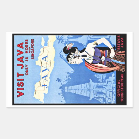 Bezoek Java Indonesia uit Singapore Rechthoekige Sticker (Voorkant)