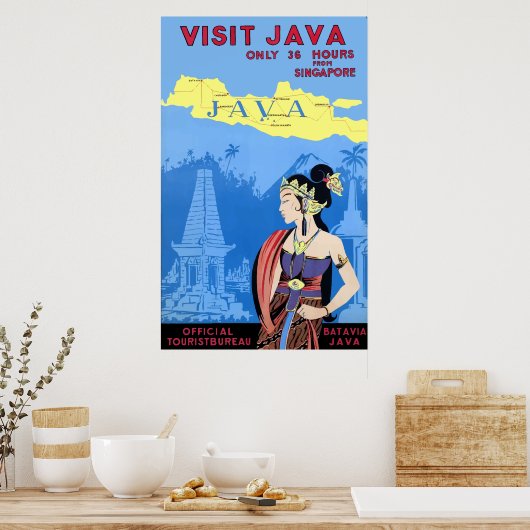 bezoek Java Travel Poster (Keuken)