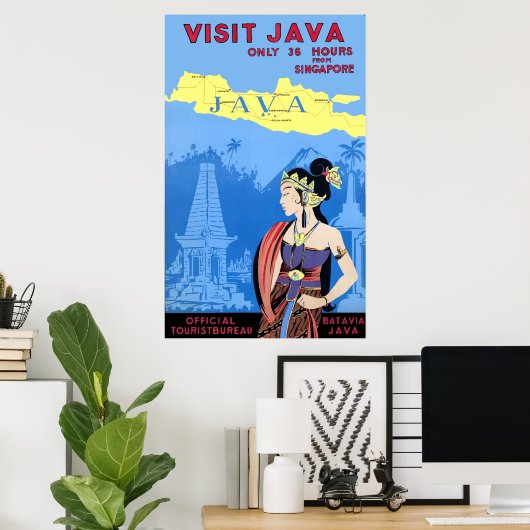  bezoek Java Travel Poster (Thuiskantoor)