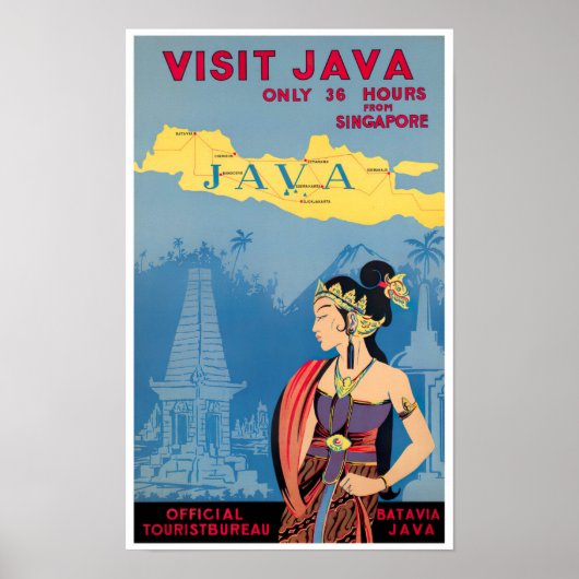 Bezoek Java vintage-reizen Poster (Voorkant)
