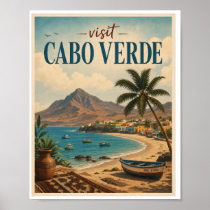 Bezoek Kaapverdië Reis Vintage Poster