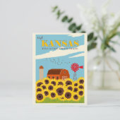  Bezoek Kansas Sunflower State Travel Briefkaart (Staand voorkant)