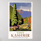 Bezoek Kasjmir India | Vintage Travel Poster (Voorkant)
