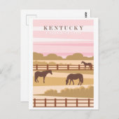  bezoek Kentucky Horses Reisbord Roze Briefkaart (Voorkant / Achterkant)