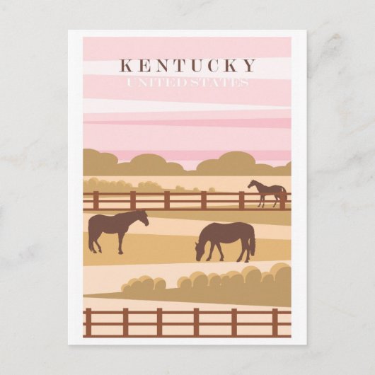  bezoek Kentucky Horses Reisbord Roze Briefkaart (Voorkant)