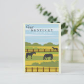  bezoek Kentucky Horses Travel Poster Briefkaart (Staand voorkant)