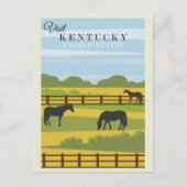  bezoek Kentucky Horses Travel Poster Briefkaart (Voorkant)