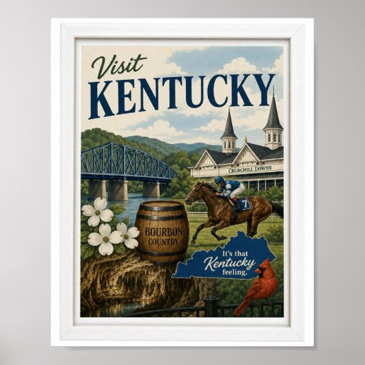 Bezoek Kentucky Reizen Vintage Poster (Voorkant)