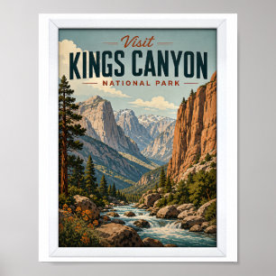 Bezoek Kings Canyon National Park Reis Vintage Poster