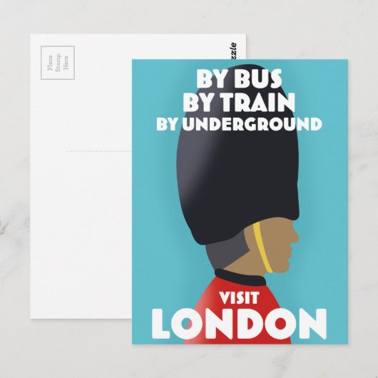 Bezoek Londen Kunstprint. Briefkaart (Voorkant / Achterkant)
